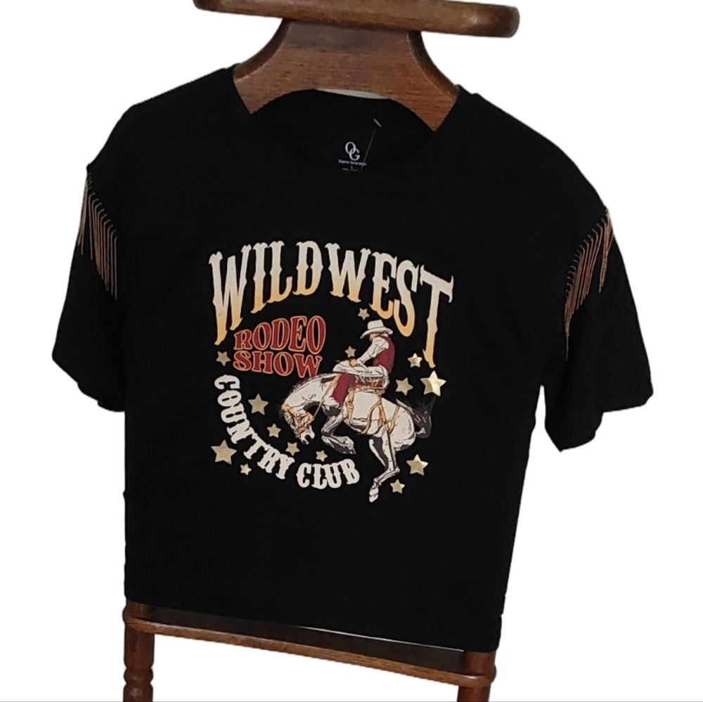 Wild West Country Club Rodeo Show Women's Black T-Shirt Size Large
